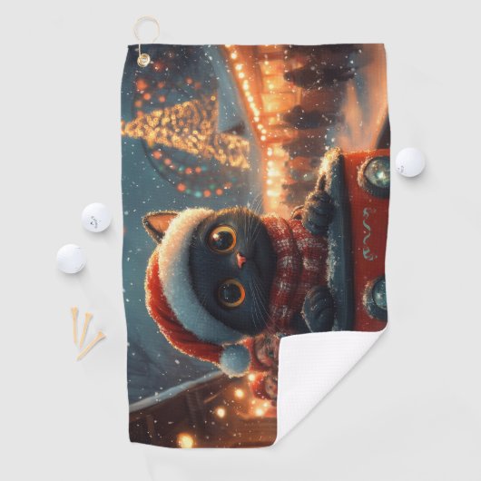 Black Cat Roller Untersetzer Weihnachten Golfhandtuch (Insitu)
