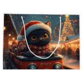 Black Cat Roller Untersetzer Weihnachten Große Geschenktüte (Rückseite)