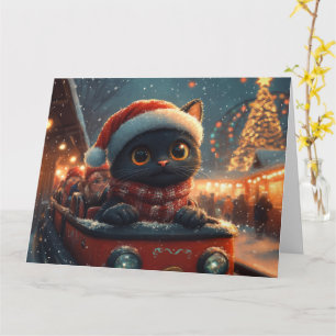 Black Cat Roller Untersetzer Weihnachten Karte