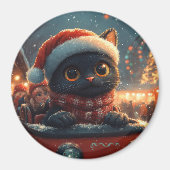 Black Cat Roller Untersetzer Weihnachten Magnet (Vorne)