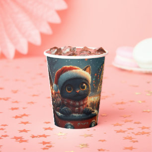 Black Cat Roller Untersetzer Weihnachten Pappbecher