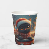 Black Cat Roller Untersetzer Weihnachten Pappbecher (Rückseite)