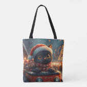 Black Cat Roller Untersetzer Weihnachten Tasche (Rückseite)