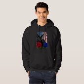 Black Cat Rose American Flag Happy 4th Of July Hoodie (Vorne ganz)