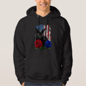 Black Cat Rose American Flag Happy 4th Of July Hoodie (Vorderseite)