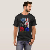 Black Cat Rose American Flag Happy 4th Of July T-Shirt (Vorne ganz)