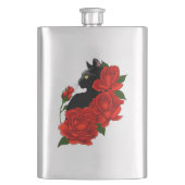 Black Cat Rote Rosen Lila Flachmann (Vorderseite)
