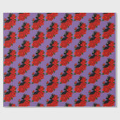 Black Cat Rote Rosen Lila Geschenkpapier (Flach)