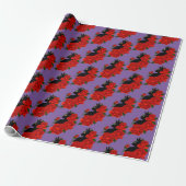 Black Cat Rote Rosen Lila Geschenkpapier (Ungerollt)