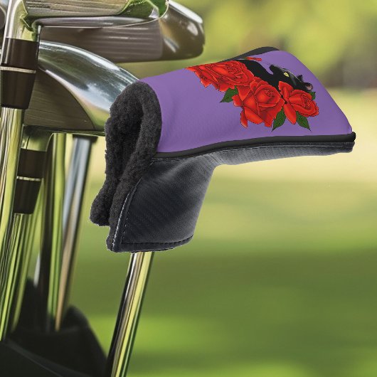 Black Cat Rote Rosen Lila Golf Headcover