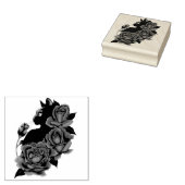Black Cat Rote Rosen Lila Gummistempel (Stempel)
