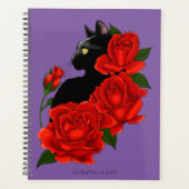 Black Cat Rote Rosen Lila Planer (Vorderseite)