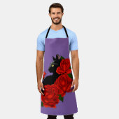 Black Cat Rote Rosen Lila Schürze (Getragen)