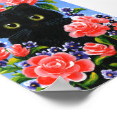 Black Cat Rote Rosen Summer Creationarts Poster (Ecke)