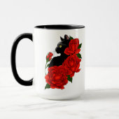 Black Cat Rote Rosen Tasse (Links)