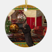 Black Cat - Round Christmas Ornament (Vorne)
