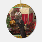 Black Cat - Round Christmas Ornament (Links)