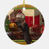 Black Cat - Round Christmas Ornament (Hinten)