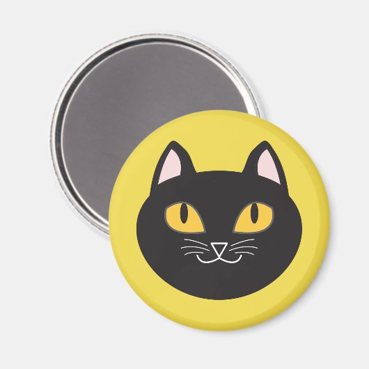 Black Cat Round Magnet (Vorderseite/Rückseite)