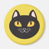 Black Cat Round Magnet (Vorne)