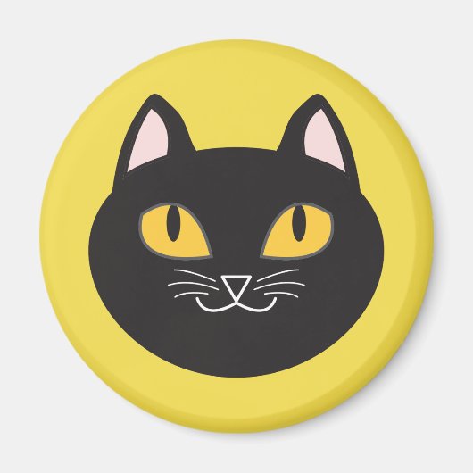 Black Cat Round Magnet (Vorne)