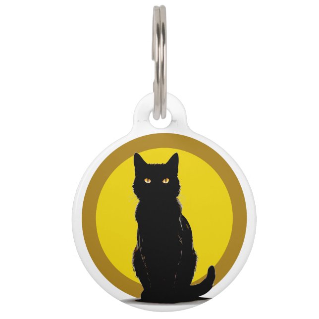 Black Cat Round Pet Tag Haustiermarke (Vorderseite)