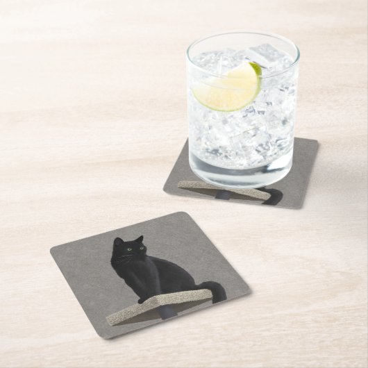 Black Cat Royalty Rechteckiger Pappuntersetzer (Vor Ort)