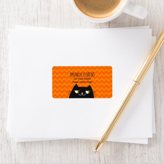 Black Cat Rücksendeadresse Adressaufkleber (Insitu)