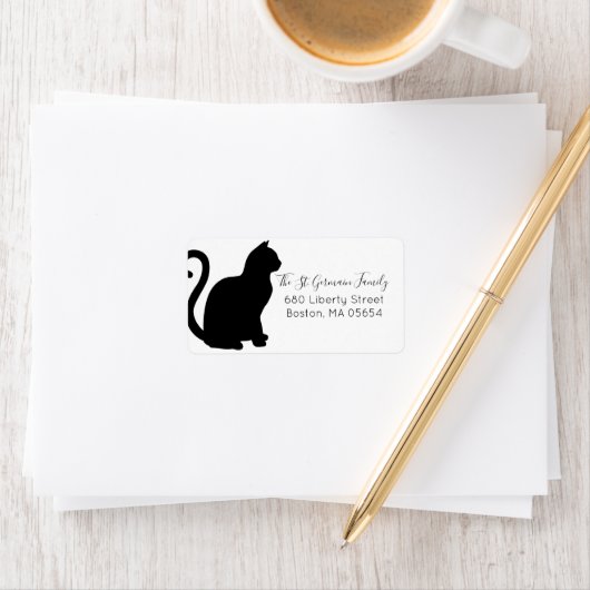 Black Cat Rücksendeadresse Adressaufkleber (Insitu)