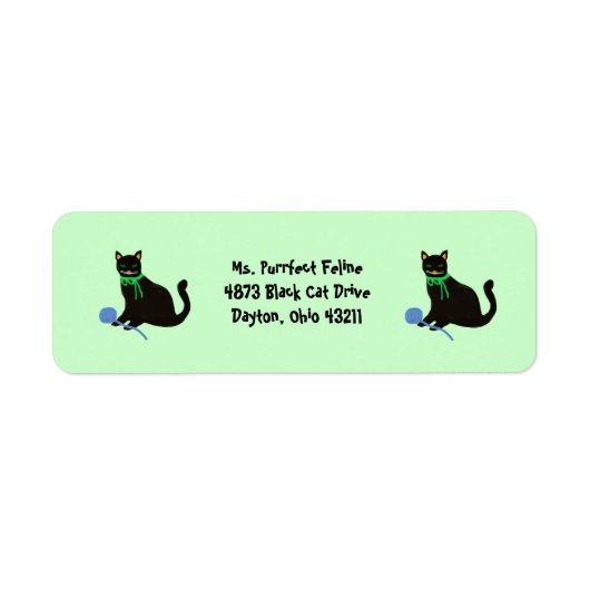 Black Cat Rücksendeadressen-Aufkleber (Vorne)