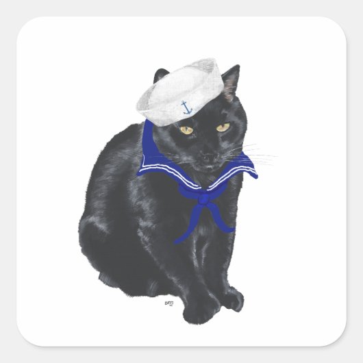 Black Cat Sailor Quadratischer Aufkleber (Vorderseite)