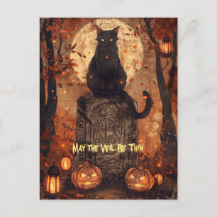 Black Cat Samhain Halloween Grußkarte Feiertagspostkarte