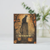 Black Cat Samhain Halloween Grußkarte Feiertagspostkarte (Stehend Vorderseite)