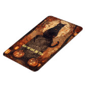 Black Cat Samhain Halloween Grußkarte Magnet (Linke Seite)