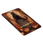 Black Cat Samhain Halloween Grußkarte Magnet (Rechte Seite)