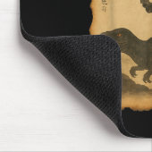 Black Cat Samurai Riding Dinosaurier Vulkanausbruc Mousepad (Ecke)