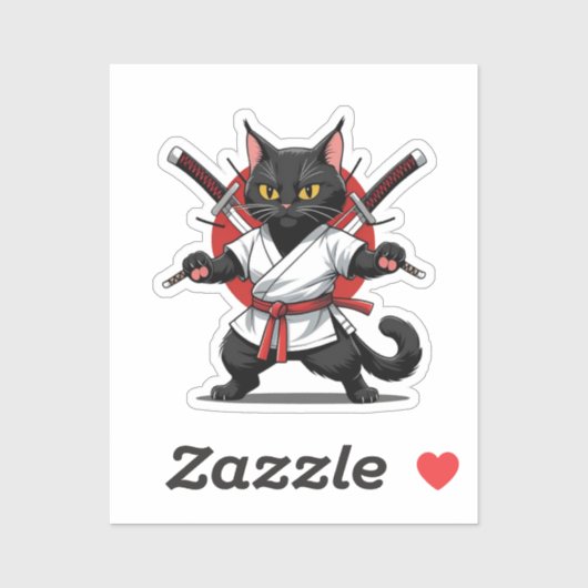Black Cat Samurai Stickers Aufkleber (Blatt)