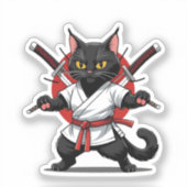 Black Cat Samurai Stickers Aufkleber (Vorderseite)