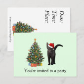 Black Cat Santa Einladung (Vorne/Hinten)