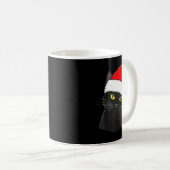 Black Cat Santa Hat Christmas Kaffeetasse (VorderseiteRechts)