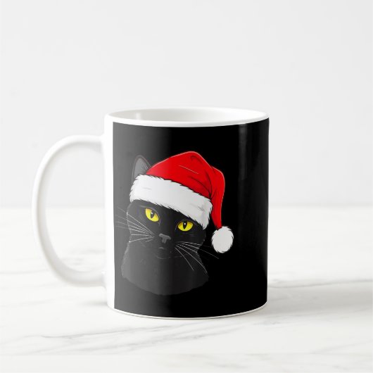 Black Cat Santa Hat Christmas Kaffeetasse (Links)