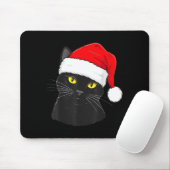 Black Cat Santa Hat Christmas Mousepad (Mit Mouse)