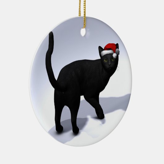 Black Cat Santa Keramikornament (Rechts)