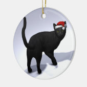 Black Cat Santa Keramikornament (Links)
