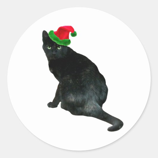 Black Cat Santa Stickers (Vorderseite)