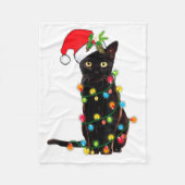 Black Cat Santa Tangled Up In Christmas Lights _1 Fleecedecke (Vorderseite)