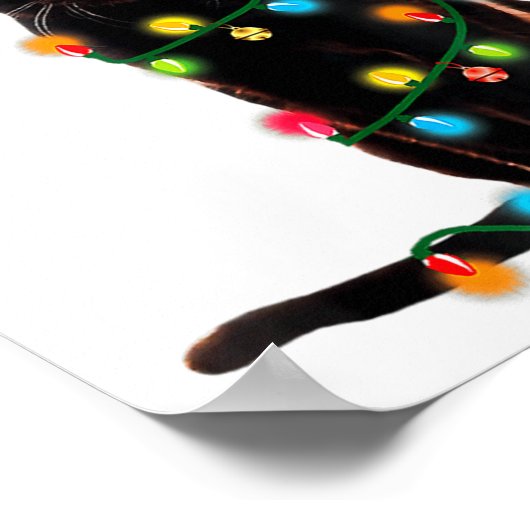 Black Cat Santa Tangled Up In Christmas Lights _1 Poster (Ecke)