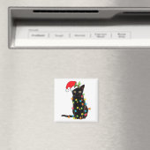 Black Cat Santa Tangled Up In Christmas Lights  Magnet (In Situ (Geschirrspüler))