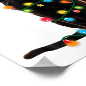 Black Cat Santa Tangled Up In Christmas Lights  Poster (Ecke)
