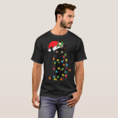 Black Cat Santa Tangled Up In Christmas Lights  T-Shirt (Vorne ganz)